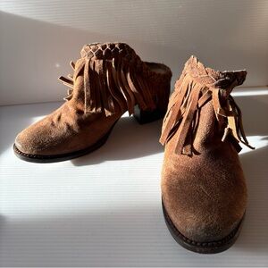 Freebird by Steven Lucy Women's 7 Brown Mule Leather Bootie Fringe Western